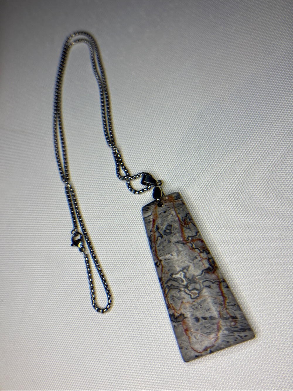 Picasso “Map” Jasper large Pendant on silver chain